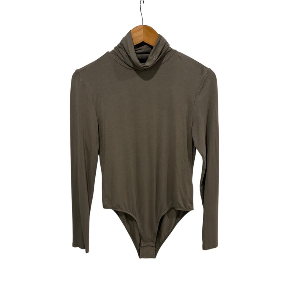 Bardot Long Sleeve Turtleneck Bodysuit Women's M/L Green Slate